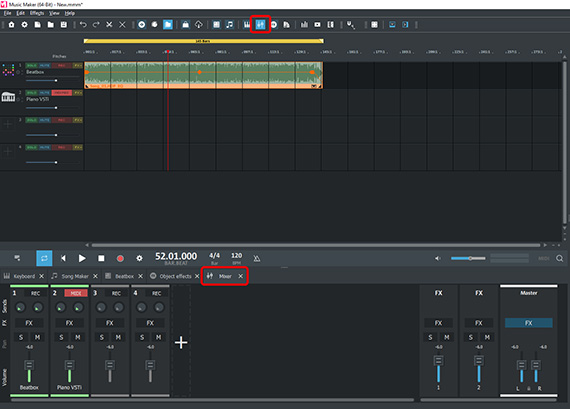 Mixer Mix the sound with the mixer