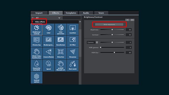 Video effects for the image track 1-click image optimization