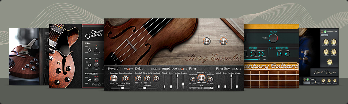 7 plucked string and bowed string instruments