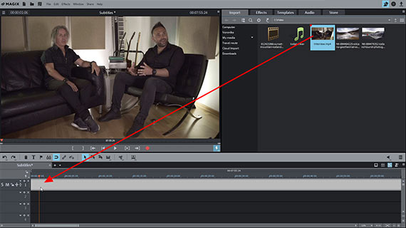 Import video File import for subtitling