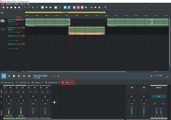 Mixer Mix tracks with the mixer